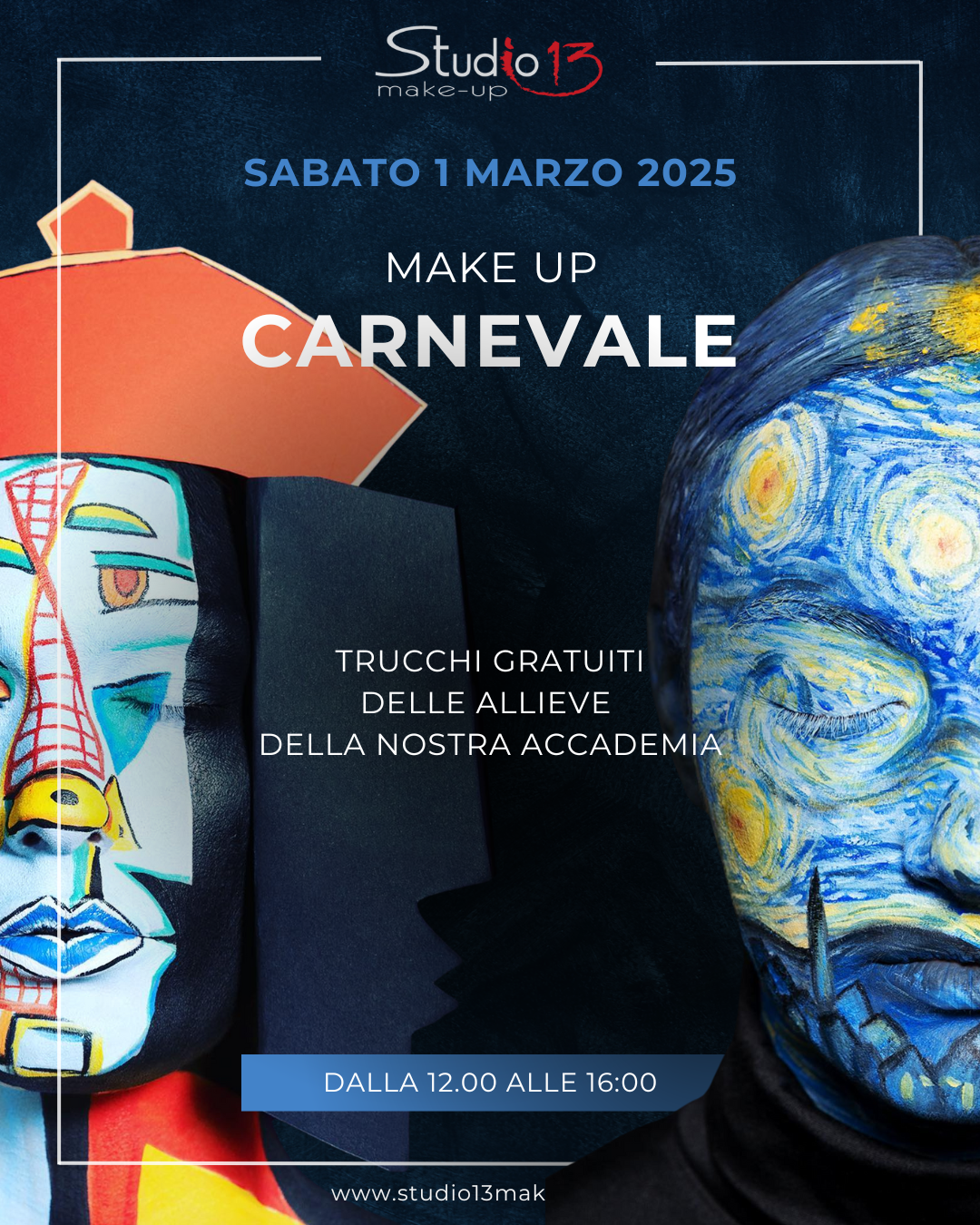 Trucco gratuito carnevale 1 marzo 2025